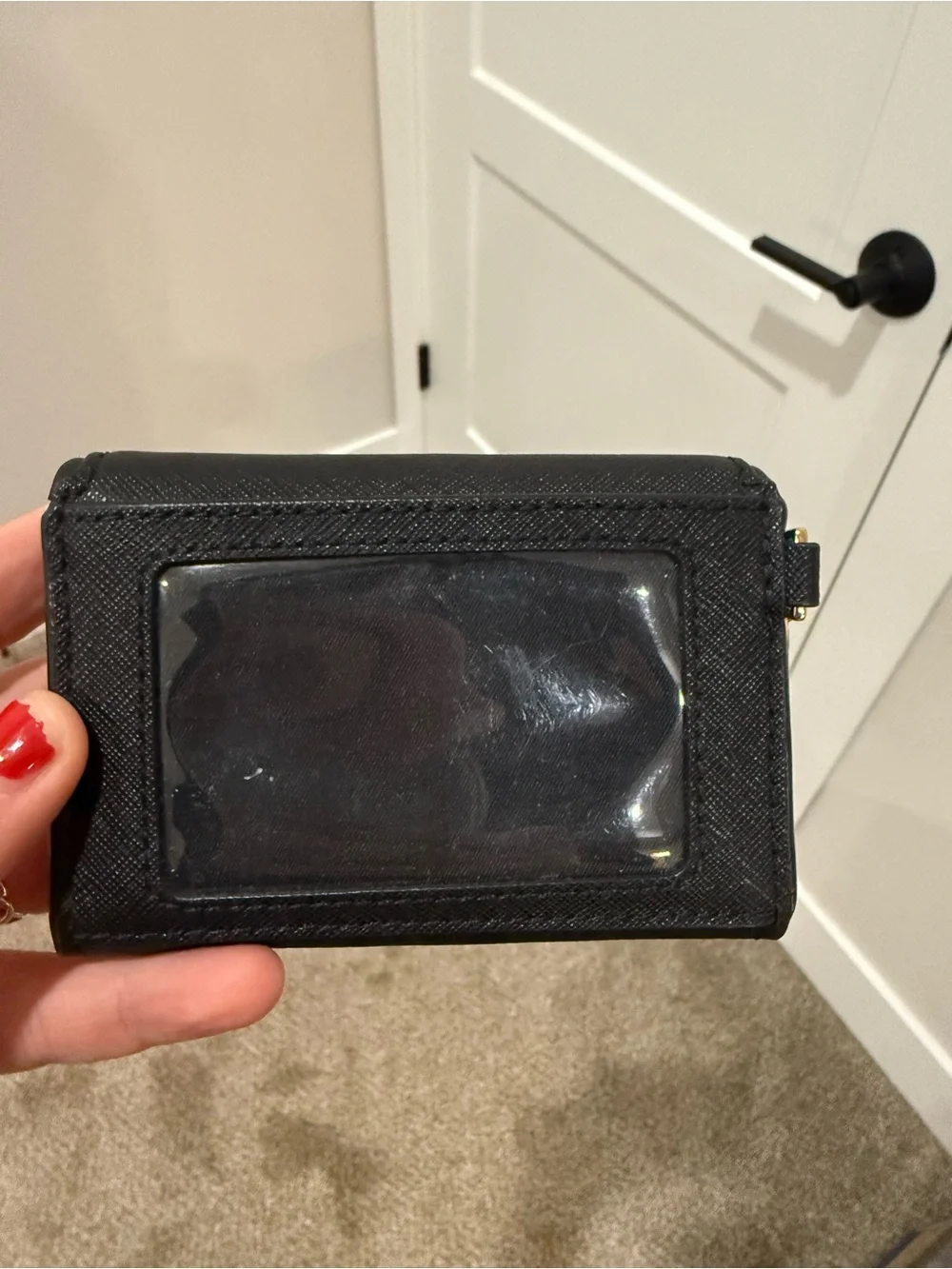 Tory Burch Black Saffiano Leather Key Wallet with Gold Hardware